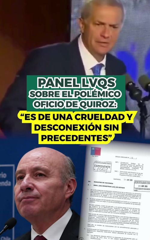 🔴Panel LVQS denuncia "crueldad y desconexión" en polémico oficio de Quiroz En una nueva edición de Los Que Sobran, el panel desglosó el impacto del oficio de Quiroz, calificándolo como una medida de "crueldad sin precedentes" que golpea directamente a los sectores más vulnerables. Daniel Stingo denunció que la iniciativa desmantela pilares básicos de la seguridad social, eliminando fondos para farmacias, jardines infantiles transitorios, cuidados paliativos y programas críticos de prevención del suicidio, evidenciando un abandono estatal hacia las necesidades humanas más urgentes. Por su parte, Alejandra Valle cuestionó la discrecionalidad de la medida, señalando que la protección social no puede quedar a merced del Ejecutivo. "No puede ser que dependa del gobierno de turno invocar una ley que al final se transforma en una persecución política", advirtió la periodista.#SantiagoColapsado #renunciakast #junaeb@Chile despierta @Gobierno de Chile 