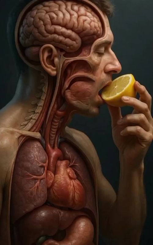 Science in action. What happens while Eating Lemon in the human body?😱🤮😱#humanbody #anatomy #3danimation #sciencetok #viral  ‎