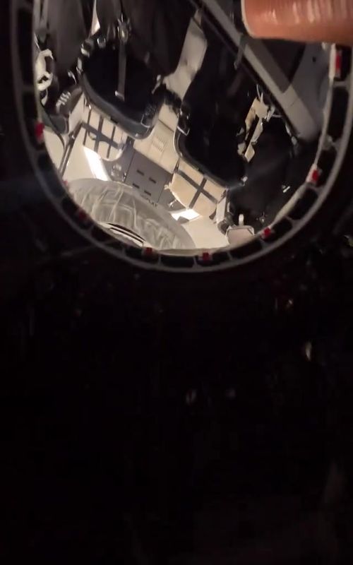 🚀 This is what space looks like from inside a spacecraft… A rare view from inside a satellite, orbiting Earth at incredible speed. And then… you see it. Our planet, floating in silence. 🌍 Would you look outside… or be too scared? 👀 #space #earth #spacex #astronomy #universe     