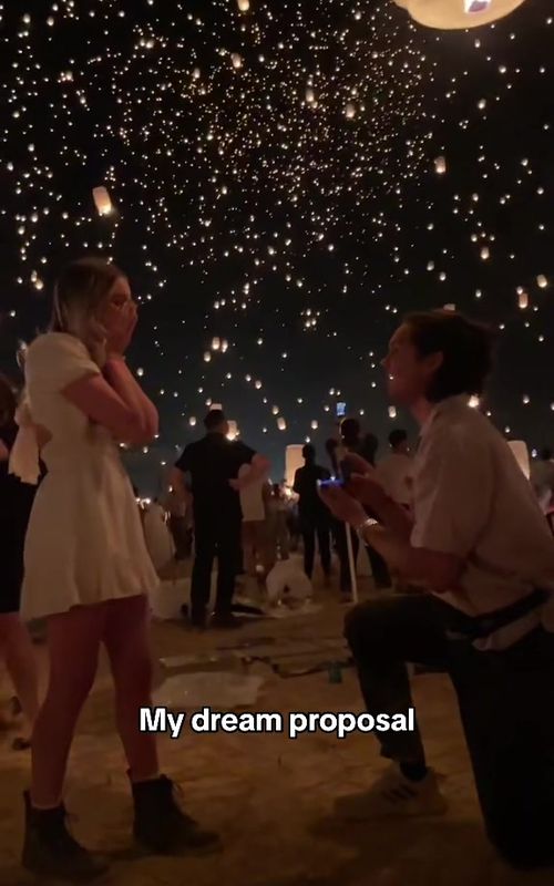Straight out of Tangled 😍 (@cearrab) #proposal #shesaidyes #lanternfestival #goldenhour 