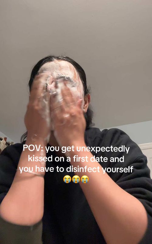 I have never disinfected myself like this, it was worse than covid 😭 #fyp #relatable #firstdate #dating 
