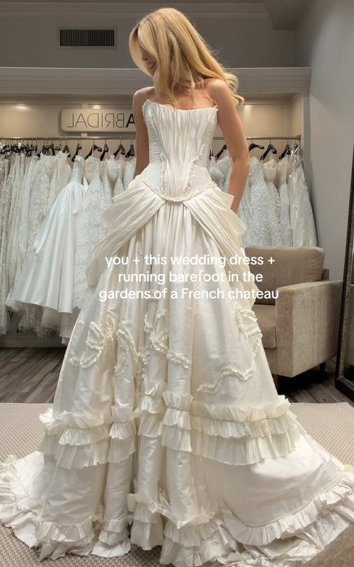 garden party wedding inspo!! Dress: @Leah Da Glória from @Lovella Bridal #ballgownweddingdress #corsetweddingdress #weddingdresstryon 