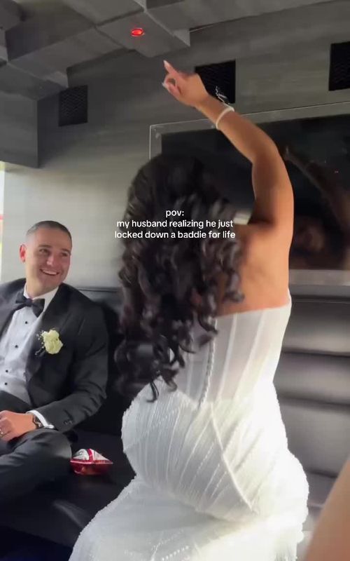 his face is so proud 😭🫶🏼 #weddingtiktok #weddingdress #bridaltiktok #couplecomedy #fyp 
