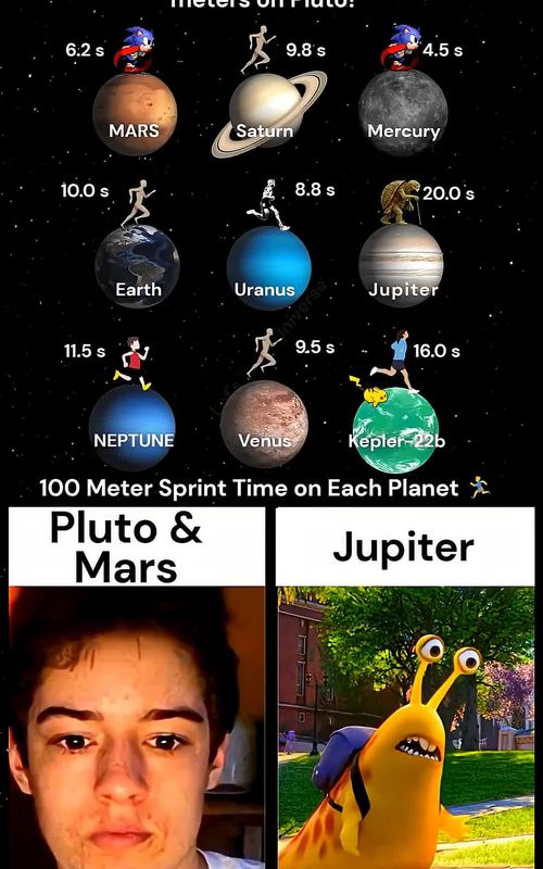 100 Meter Sprint Time on Each Planet 🏃‍♂️ #space #astronomy #planets #solarsystem #spacefacts 