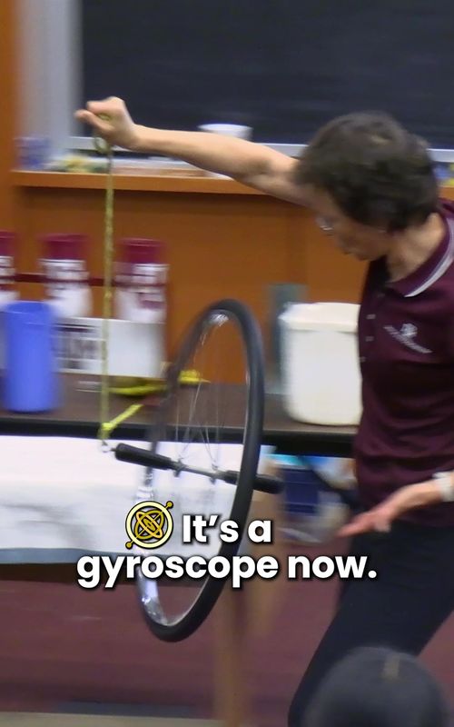 The #spinning#wheel defies gravity? No! It obeys the direction of #gravity. #tamu #fyp #teacher #teachersoftiktok #gyroscope #funny #Science #physics