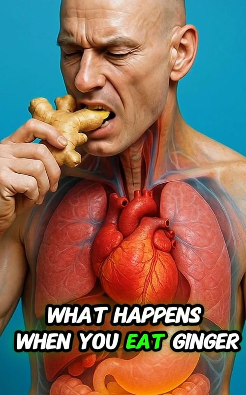 Science in action. What happens while eating ginger inside of your body? #humanbody #anatomy #health #sciencetok #aiart 