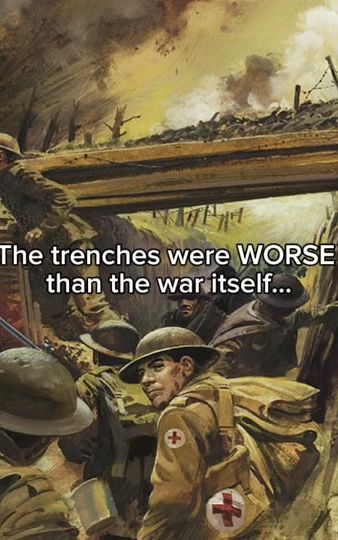 WW1 trenches were one of the worst places in human history. Soldiers lived in constant mud, freezing water, disease, rats, and nonstop shelling, trench foot. It was LITERALLY HELL! #ww1 #ww1history #worldwar1 #trenches #fyp 