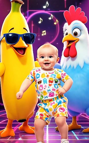 chicken banana song #usa #usa_tiktok #kidfunai #kidsoftiktok #dancingbaby #babydance #funnybabyvideos #funnymoments #ai #trends #fyp 