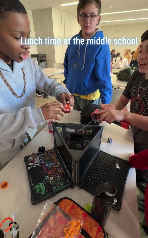 Beyblades at lunch. #beyblades #fyp #middleschool  #school #takaratomy 