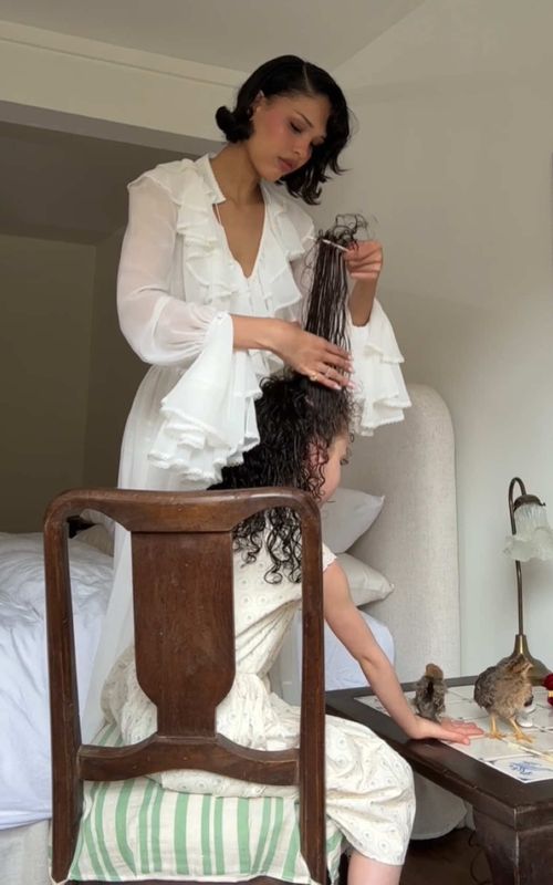 I have a 5 year old!? #fypシ #momtok #blowout #hair 
