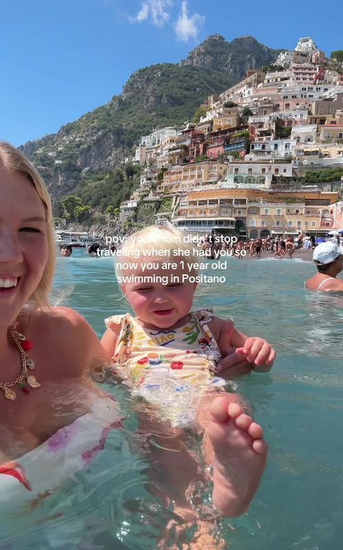 She doesn't know how iconic she is right now 😅🥹 #familytravel #babytravel #positanoitaly #babyfever #babygirl 