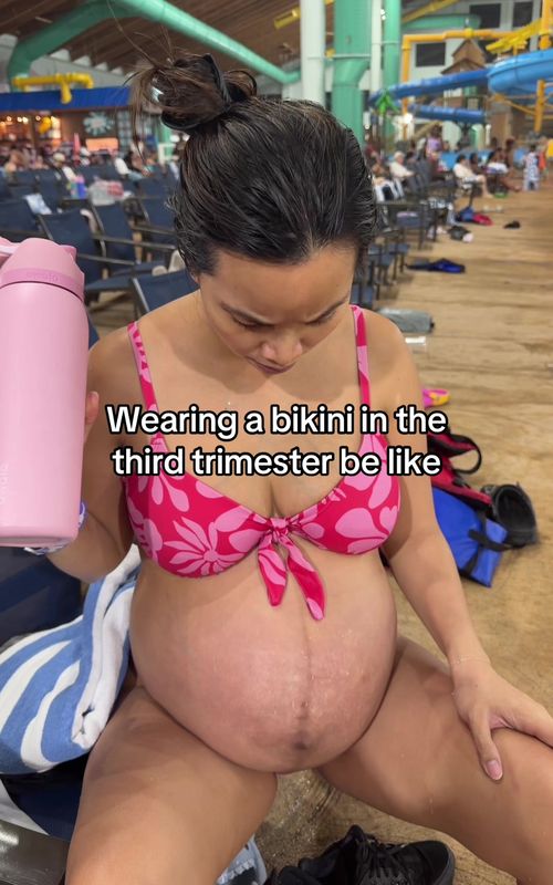 Watch this get flagged for public indecency or something 😅 #thirdtrimester #pregnancy @Bianca Tortorici 