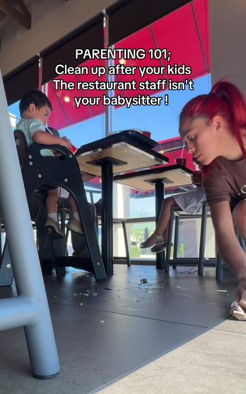 Parenting tip: Don't be that parent : clean up after you're kids !!!  #momof2 #toddlerlife  #MomTok #RestaurantEtiquette #RelatableMom