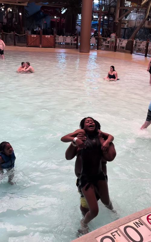 They said “have fun at the water park” … nobody said it turns into THIS 😭💦 Mind you… EVERYONE can swim + lifeguards everywhere before y’all start 💀 Would you let your kids do this?? 👀 #castawaybay #familyfun #momlife #summerfun #fyp     
