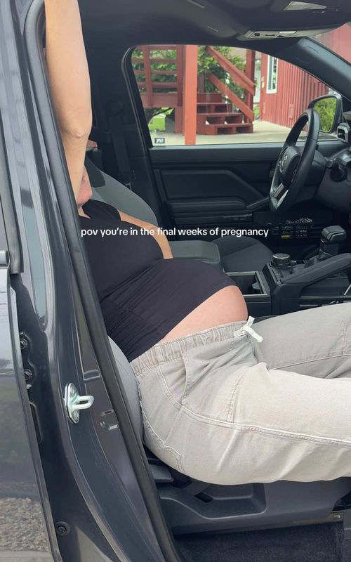 why is getting out of the car and out of bed the absolute worst thing in the entire world????? 😅 lol didn’t even know my husband was recording- real life at its finest 🤣 #pregnant #pregnancy #baby #thirdtrimester #real 
