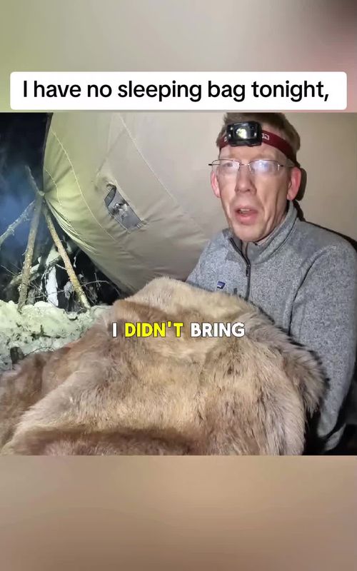 I have no sleeping bag tonight 😞, Bushcraft survival shelter in Alaska #outdoorboys #camping #outdooradventure #alaska  #creatorsearchinsights 