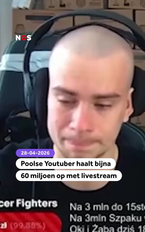 Piotr Garkowski verbreekt het wereldrecord voor geld inzamelen via een livestream. #Polen #livestream #NOSstories 