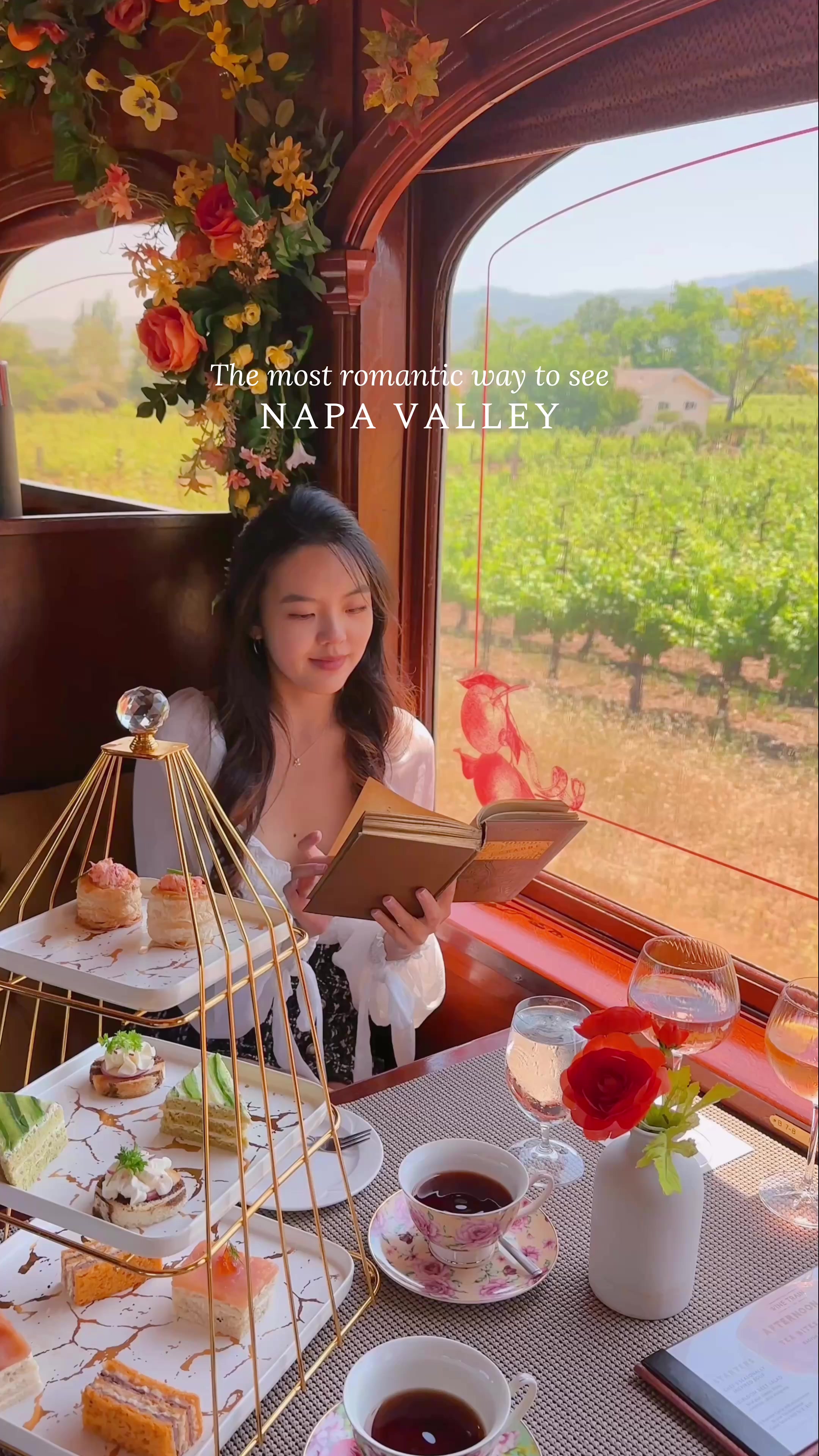 a day among the grapevines 🍇 we took the afternoon tea on the napa valley wine train and spent a few hours rolling slowly through vineyards with tea, sweets, and open-air views of wine country. it was such a nice way to experience napa. how to book 🎟️ book on the official website (weekends sell out quickly) 🗓️ operates year-round 🕒 afternoon tea typically departs late morning to midday depending on date what to expect 🚂 ~3 hour scenic round trip through napa valley 🫖 afternoon tea service with sweet + savory bites other options 🍽️ gourmet lunch journeys 🌙 multi-course dinner trains pricing 💳 afternoon tea and daytime rides generally start around $150–$300+ per person depending on date and seating 📍 napa valley wine train things to do in california | napa valley travel | afternoon tea train | bay area day trips | things to do in napa #travelcalifornia #bayareaeats #napavalleywine #napacounty 