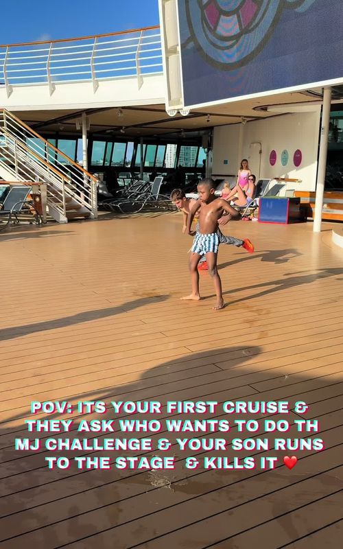 Our first time on a cruise, Day1 & my son wasn’t shy 😂😩❤️#mjchallenge-#royalcarribean#welcomeaboardparty 