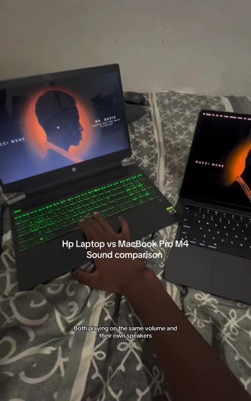 Sound comparison between HP Gaming pavilion and MacBook Pro M4 #macbookpro #migos #macbook #soundtest #mac 