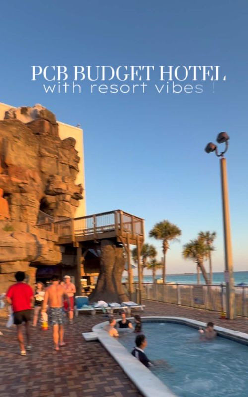 Girl math says if we would’ve payed $40+++ for our coffee & breakfast you get to deduct that off the price of the hotel Fav parts: -🛌the beds were  comfortable .  -parking was plenty 🚗 -location great📍(coffee shop, cute candy shop & restaurant all walking distance). -pool + special drinks by the pool  (my daughter had a virgin Bahamas Mama 🍹) -staff was so friendly  -breakfast was great!! Biscuits, gravy, sausage, eggs, hash browns, waffles ETC -they also offer a very affordable lunch if you just don’t want to leave! Chicken strips, hot dogs, etc. so convenient!  -private beach access. MUCH LESS PEOPLE THAN THE PUBLIC BEACHES!  #budgetTravel2026 #panamacitybeach #bestsunset #beachonabudget #floridapanhandle 