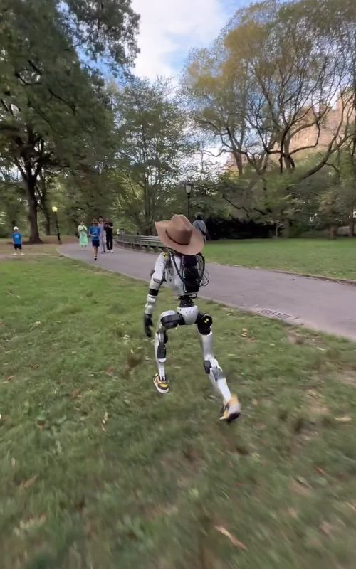 Robot wipes our running in the park #robot
