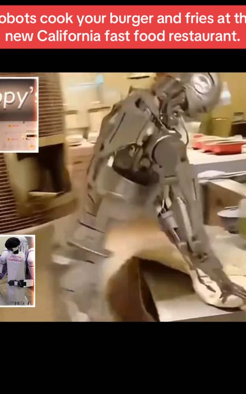 Robots cook your burger and fries at this new California fast food restaurant.
 #fyp #usa #tiktok #news #robots  
