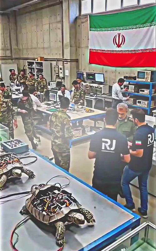 Slow, steady, and high-tech. 🐢⚙️ Step inside the lab where defense meets futuristic engineering. This robotic turtle isn't just a design marvel—it’s a peak at how bio-inspired technology is being integrated into modern simulation and field research. The detail in the armor and movement is a game-changer. Is this the future of tactical robotics? 🤖🛡️ #Robotics #FutureTech #AI #NextGen #TechInnovation 