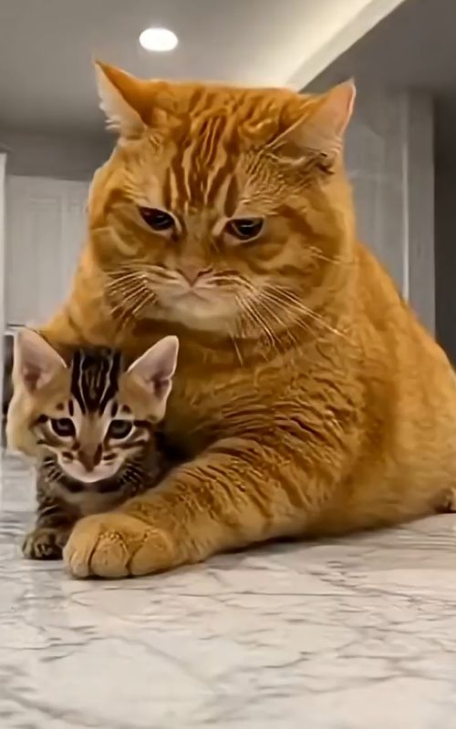 Orange cat roughhousing the kitten suddenly turns sweet when the Bengal appears#Leonberger #FunnyPets #CatVsDog #PuppyLife #PetComedy #AnimalShorts #CuteAnimals #PetTok #funnycats #recommendations #viralvideos #cat #fyp #dog