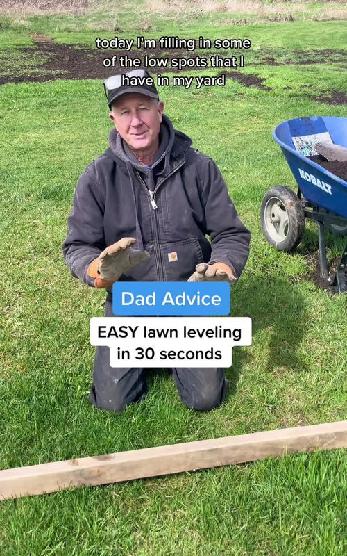 How to level bumps in your yard or lawn. Easy lawncare idea for you. Love, Dad #DadAdvice #LawnCare 