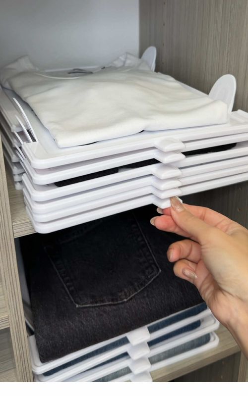 🔗In Bio! Stackable Closet Organizer 👚👖🤍 #amazonhome #closetorganization #amazonorganization #closetorganizer #closetstaples 