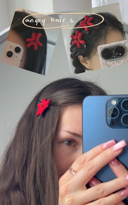 Angry hair clip 💢 #tutorial #diy #giftidea #handmade 