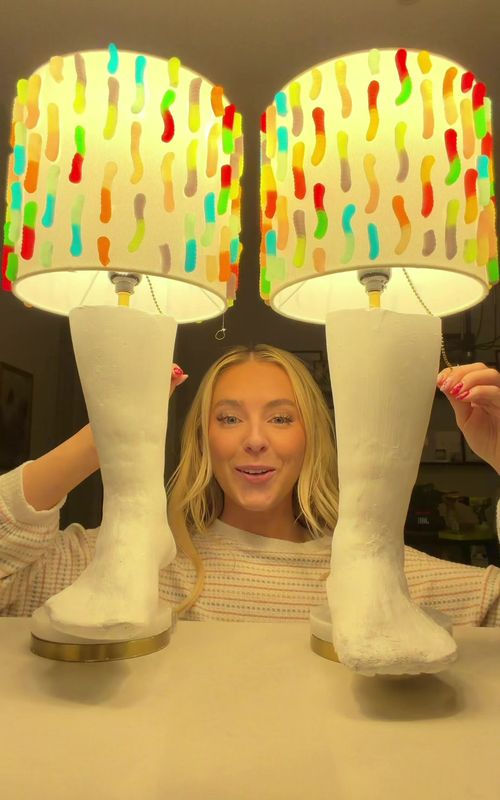 Replying to @☀️🌺🌴V🌊🦩🐬 I lost the plot 🥸💡🪱 #craft #DIY making leg lamps 