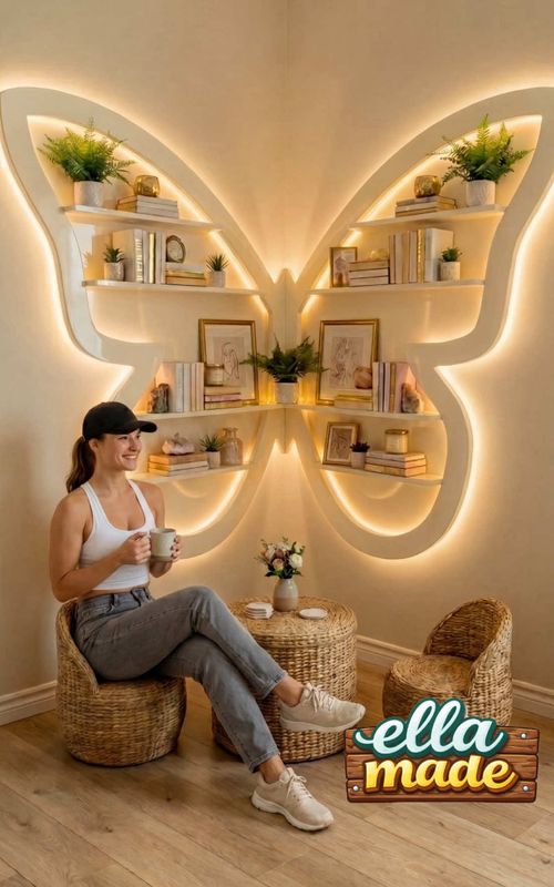 Butterfly bookcase DIY 🦋#diyideas #HomeImprovement #fyp 