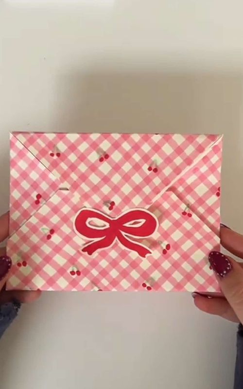 DIY Paper Envelope Tutorial 💕 Cute and Easy Gift Idea #handmade #papercrafts #giftideas #handmadegifts #paperenvelope  [ free gift idea | summer cherry envelope tutorial | cute paper idea ] 