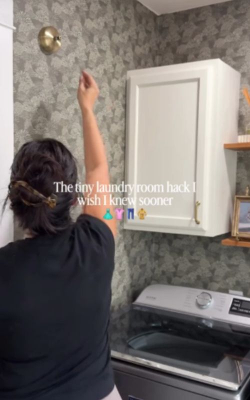 One small laundry room hack that makes a big difference! #laundryhack #laundryroommakeover #laundrytips #laundryroutine #budgethacks