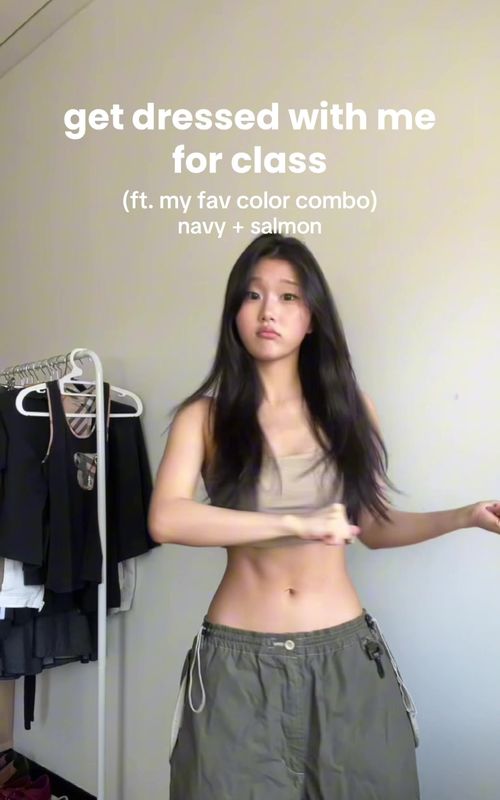 does this even count as salmon LOL #dance #trend #viral #OOTD #outfitinspo  Skirt from @Brandy Melville  Top from @H&M  Cardigan from Magjay