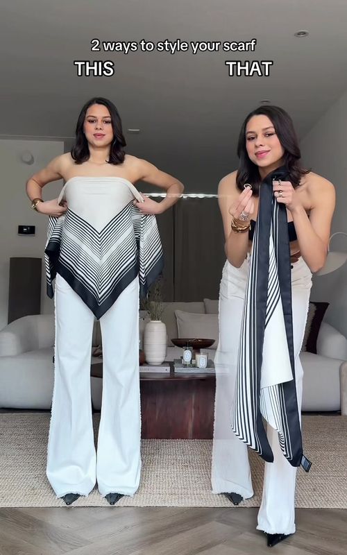 THIS or THAT? 🤯 | 2 ways to style your silk scarf 🤍 #fashionhack #styling #scarf 