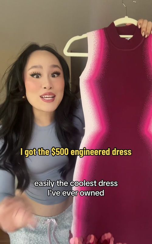 This dress marries my fashion and software engineer sides 🫶🏼 I’m so excited to style this with you tmrw!! #ph5 #knitdress #paillettes #fashiontech #fashiontrends #highfashion #fashiontok 