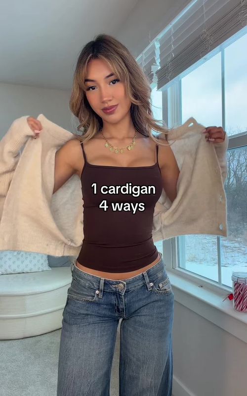 I have to be honest the last method is my favorite 🤫#cardigan #outfitideas #fashionhacks #ootd #styleinspo 
