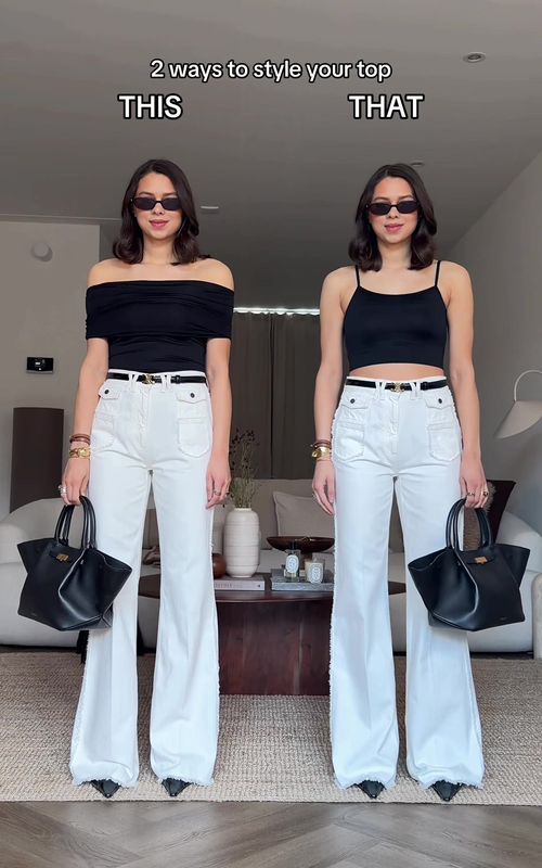 2 viral ways to style your top 🤯 | THIS or THAT? 🤍 | #fashionhack #styling #thisorthat 