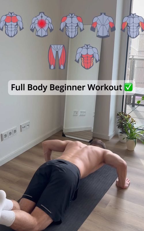 Complete Full Body Beginner Workout 💪🔥 7 simple exercises, no equipment, just your body. Save this & start today ✅ #homeworkout #fullbodyworkout #noequipmentworkout #workoutfromhome #fitnessmotivation 