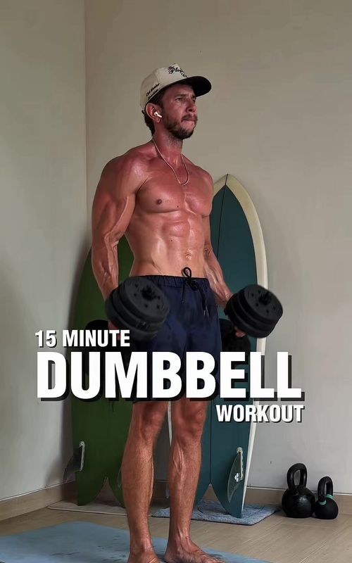 🔑 15 MINUTE DUMBBELL WORKOUT ⏱️ 3 rounds | 30 sec work | 30 sec rest 1️⃣ RDL to Lateral Raise 2️⃣ DB Hammer Curl 3️⃣ Overhead Triceps Extension 4️⃣ Squat to Overhead Press 5️⃣ Kneeling Front Raise 6️⃣ DB Chest Fly 🤝 Save for later | Share with friends    #dumbbellworkout #homeworkout #fitness 