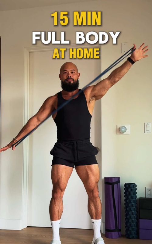 HOME WORKOUT | Full Body No time? No excuses. 7 exercises. 12–15 reps each. One round takes about 10–15 minutes. Do one round — that’s already a win. Do 2–3 if you want more. Simple. Effective. Always available. #fitness #gym #homeworkout #resistancebandsworkout #fullbodyworkout
