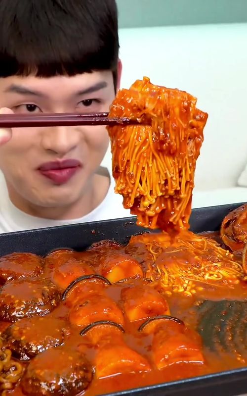 Spicy Fire Mushroom 🍄 With Spicy Spam Black Bean Noodles MukBang! #asmr #mukbang #bonggil #delicious #mukbangbonggil #food #food_show #foodblogger #tasty #eatwithbonggil #tiktokfood #foryou #fyp #foryoupage #explore #asmrsegments #yummy #asmrfood #foodchallenge #fypシ゚viral 