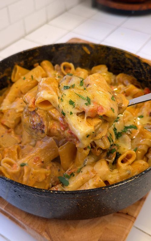 One Pot Creamy Cajun Sausage Pasta! #pasta #onepotmeal #easyrecipe #recipe #dinneridea  For the Pasta: 1 lb cajun style sausage 1/2 yellow onion 1 red bell pepper 1 14oz can of fire roasted tomatoes 2 garlic cloves 2-3 cups beef broth 8-10 oz pasta 1/2 cup heavy cream 3 oz cream cheese For the Cajun Seasoning: 1 tsp salt 1 tsp pepper 1 tsp paprika 1/2 tsp cumin 1/2 tsp thyme 1 tsp garlic powder 1 tsp onion powder 1/2 tsp cayenne
