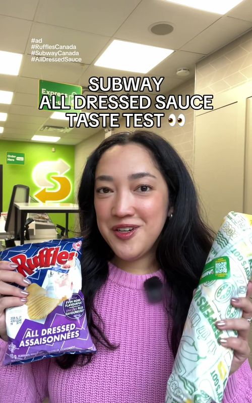 #ad taste test of the new @Subway Canada All Dressed Sauce, inspired by @Ruffles Canada all dressed chips 👀 available for a limited time at participating restaurants #RufflesCanada #SubwayCanada #AllDressedSauce