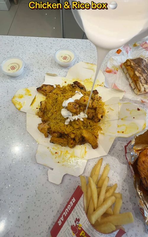 Replying to @Pepe’s Piri Piri *REAL* Pepe’s Mukbang 😂🐔🍚 Is there anywhere that does a better rice box? 🧐 #asmreating #pepes #mukbangs #foodies #dinnertime 
