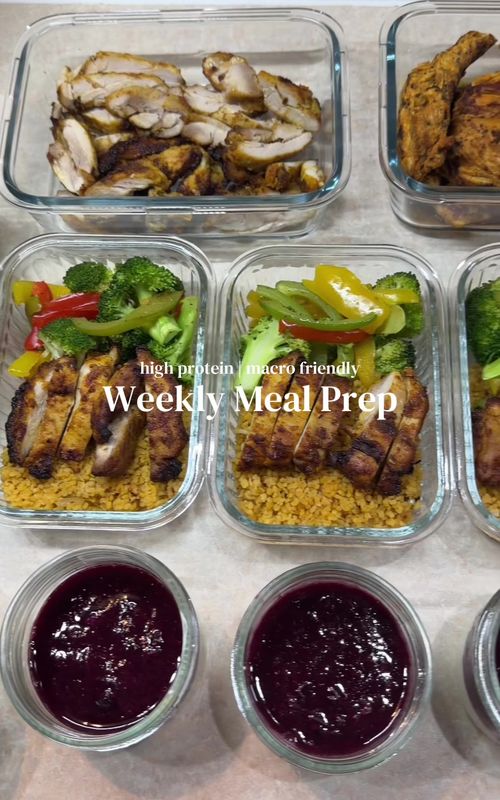 Meal prep for the week with me🤍 All the ingredients & measurements will be in the comments #mealprepideas #mealprep #highprotein #healthymealprep #gymgirl 