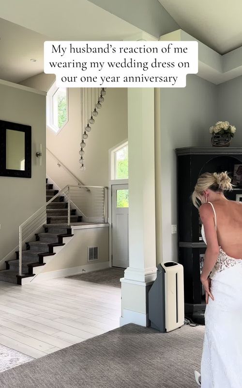 The sweetest reaction🥹 #foryoupage #fyp #reaction #weddingdress #priceless #fypp #husbandsreaction 